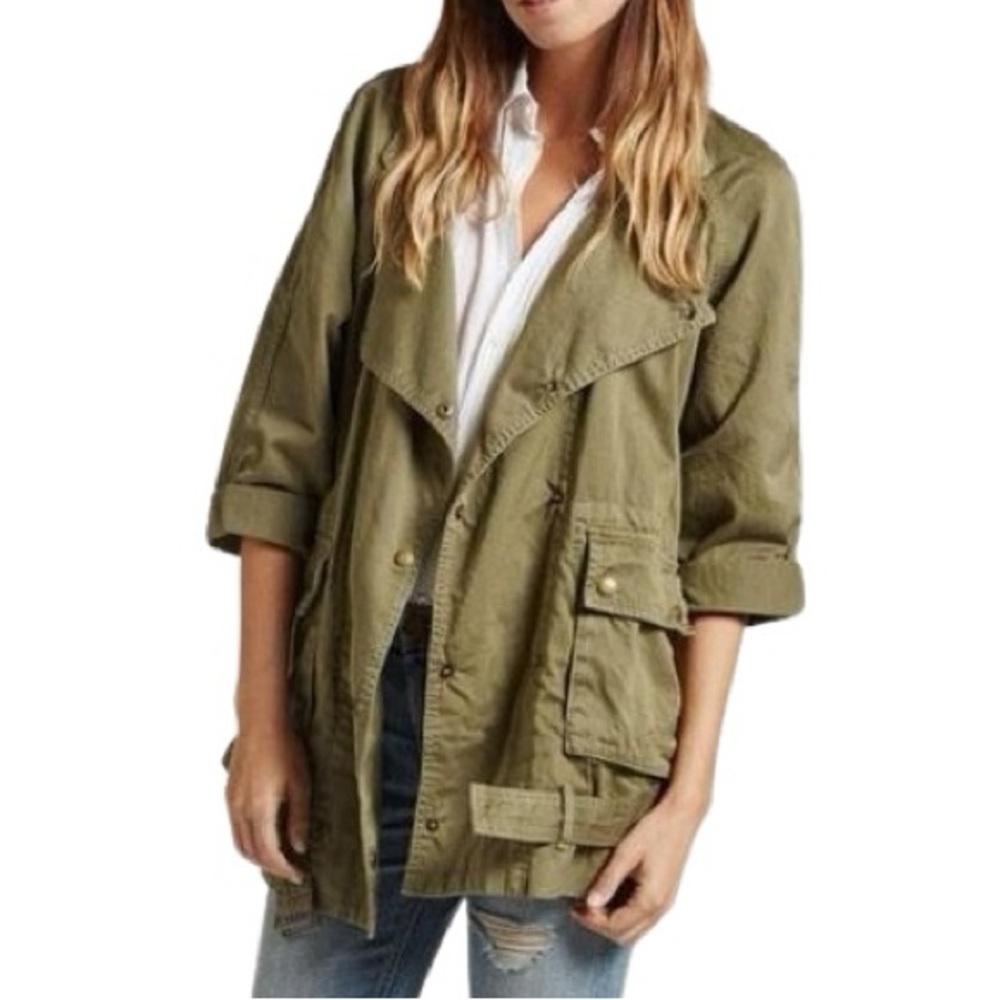 Current/Elliott Infantry Jacket Army Olive Drab Green Oversized Slouchy Military